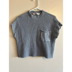 Free People Beach Cropped Knit Sweater Vest Cap Sleeve Pocket S